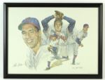 1992 Bob Feller Cleveland Indians Signed 18" x 24" John B. Martin LE Lithograph Display 201/266 - JSA 