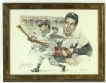 1980s Joe DiMaggio New York Yankees Signed 18" x 24" John B. Martin LE Lithograph Display 52/325 - JSA