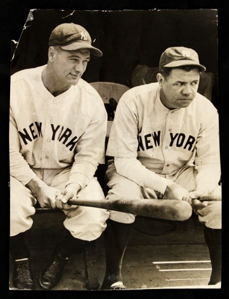 1932 Babe Ruth  Lou Gehrig New York Yankees Original 7" x 9.5" Photo 