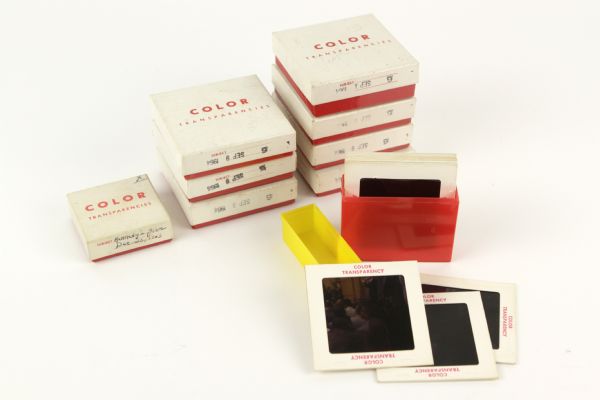 1963-64 A Look Into American Politics Slides With 3 Ralph Houk New York Yankees Spring Training Slides Including Signed Cut - 95 Total 