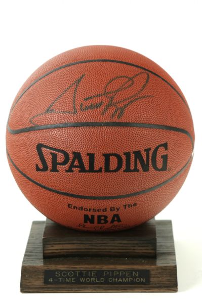1990s Scottie Pippen Chicago Bulls Signed Full Size Basketball - JSA 