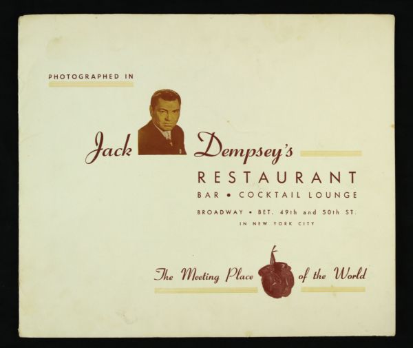 1964 Jack Dempsey Signed 8" x 10" Photo & Folder From Restaurant - JSA 