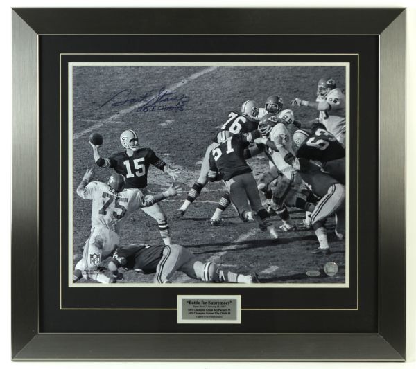 2000s Bart Starr Green Bay Packers Signed 16" x 20" Photo Display "SB I Champs" Inscribed w/Tri Star 