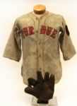 1920s Purdue Flannel Jersey Made by Everlast and Period Fielders Glove 