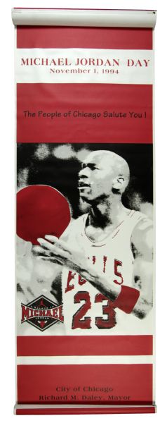 1994 Michael Jordan Chicago Bulls Massive 98" x 31" Michael Jordan Day Vinyl Street Sign Banner 