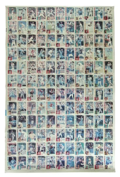1984 Topps 28 1/2" x 43" Uncut Sheet With Ryne Sandberg Rookie 