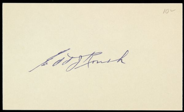 1970s-80s Edd Roush Cincinnati Reds Signed Index Card - JSA 