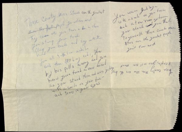 Skeeter Davis Hand Written Lyrics To Songs 