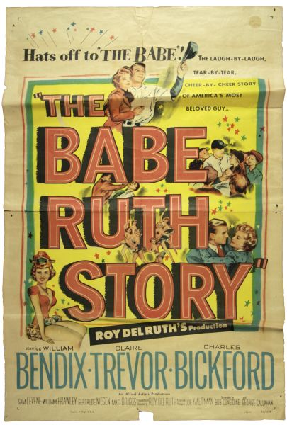 1948 The Babe Ruth Story 28" x 40 1/2" 1-Sheet Movie Poster