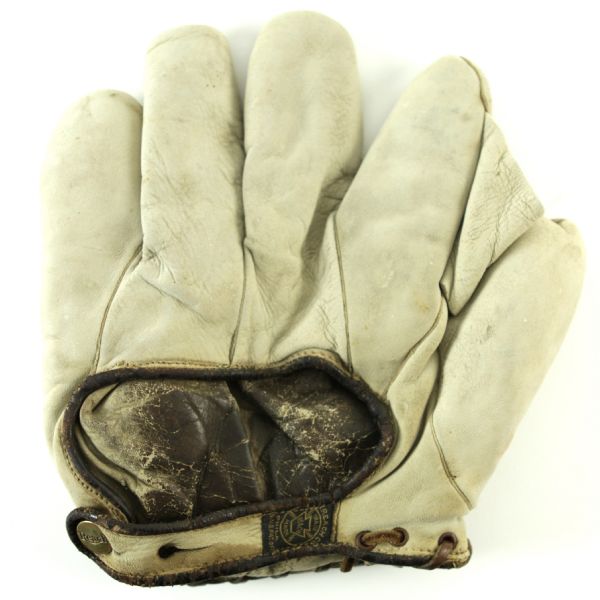 1919 circa Chick Galloway Philadephia Athletics Extremely Rare NRMT Reach White Buckskin Signature Model Baseball Glove w/ Full Web (MEARS LOA)