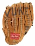 1983-86 circa Finest Example Known Pete Vuckovich Milwakuee Brewers Game Worn Glove (MEARS LOA) w/ personal message to batters from Vuke