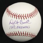 1982 Dwight Bernard Milwaukee Brewers Single Signed OML Selig Baseball - JSA