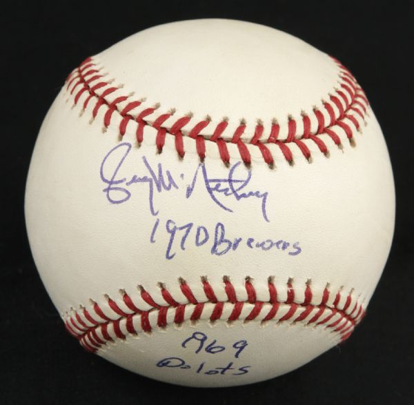 1969-70 Jerry McNertney Milwaukee Brewerws Single Signed OAL (Brown) Baseball - JSA