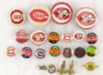 1930s-70s Cincinnati Reds Pinback Collection w/Cuff Links (Lot of 21)