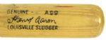 1976 Hank Aaron Milwaukee Brewers H&B Louisville Slugger Professional Model Bicentennial Game Used Bat w/ Vintage Autograph (MEARS A9) “One of Hammer's Very Last Bats”