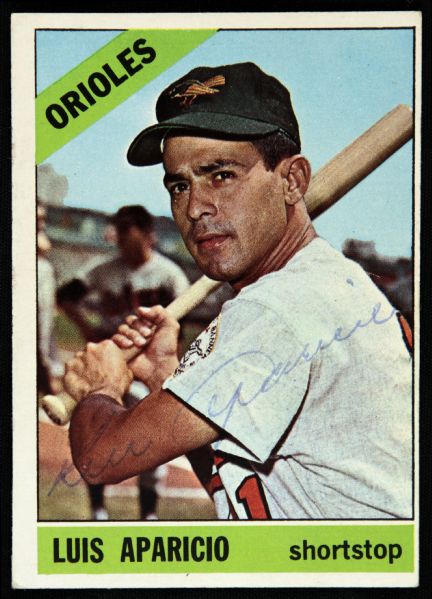 1966 Topps Luis Aparicio Baltimore Orioles Signed Card (JSA)