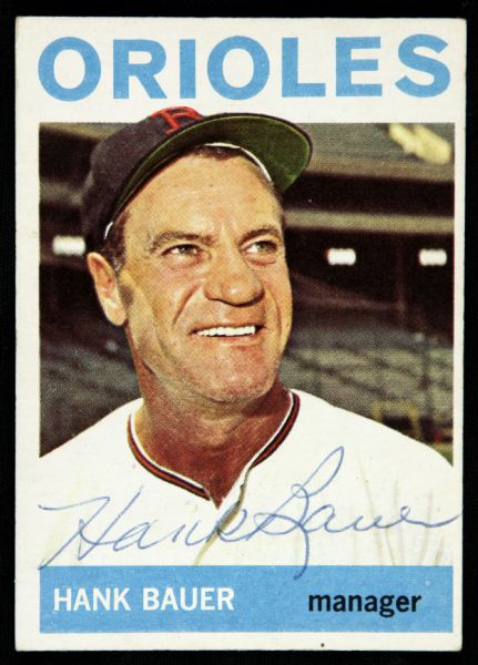 1964 Topps Hank Bauer Baltimore Orioles Signed Card (JSA)