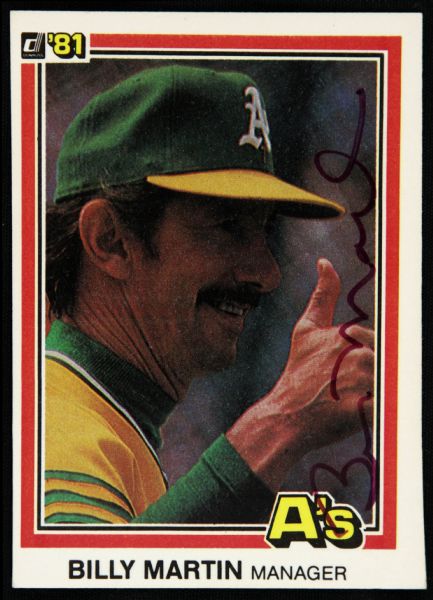 1981 Donruss Billy Martin Oakland Athletics Signed Card (JSA)