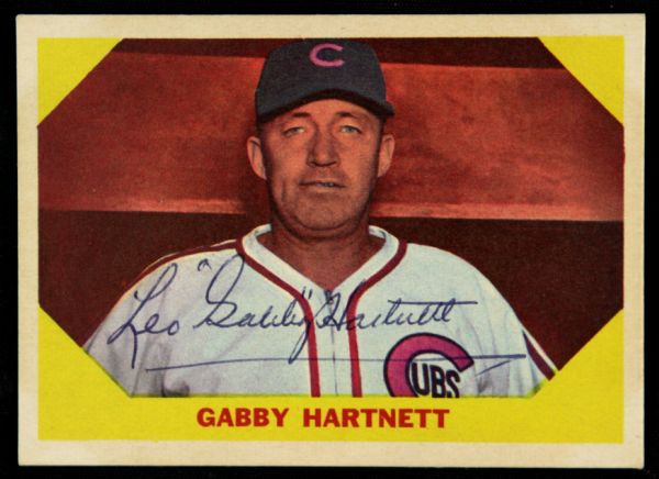 1960 Fleer Gabby Hartnett Chicago Cubs Signed Card (JSA)