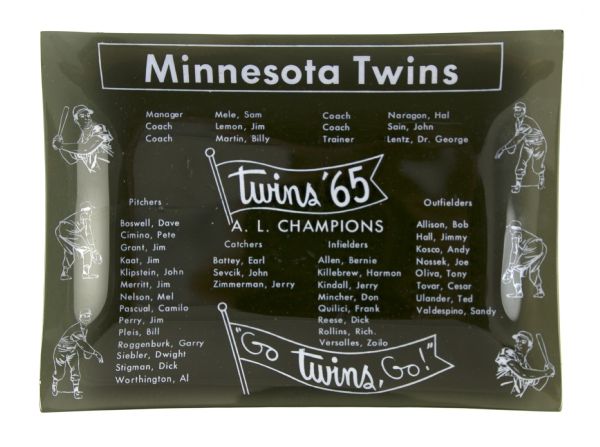 1965 Minnesota Twins American League Champions Commemorative 5" x 6.5" Glass Candy Dish