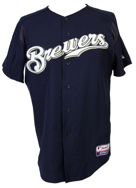 2003 Eric Young Milwaukee Brewers Signed Game Worn Alternate Jersey w/ MLB Hologram