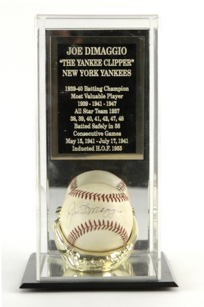 1995 Joe DiMaggio New York Yankees Single Signed OAL (Harridge) Baseball w/ Presentation Display (JSA)