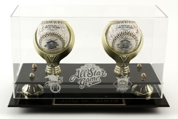 2002 MLB All Star Game American & National League Team Signed Balls & Display w/ MLB Hologram "Gift from Bud Selig"