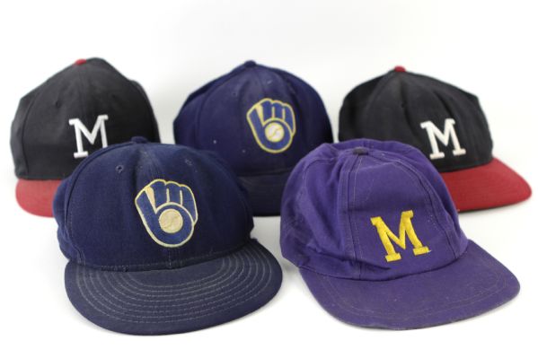 1980s Milwaukee Brewers & Braves Cap Collection - Lot of 5