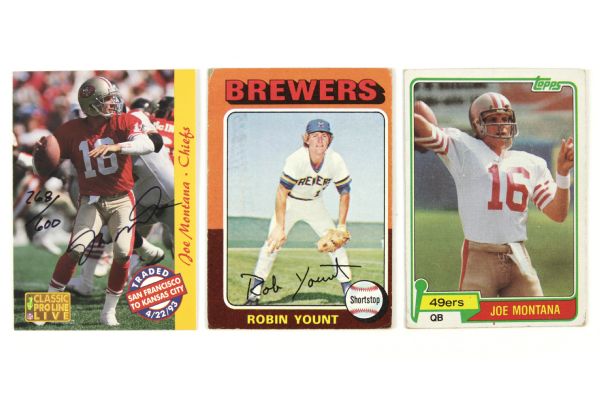 1975-93 Memorabilia Collection w/ Starting Lineups, Yount Rookie, Montana Rookie & Autograph - Lot of 34 Pieces