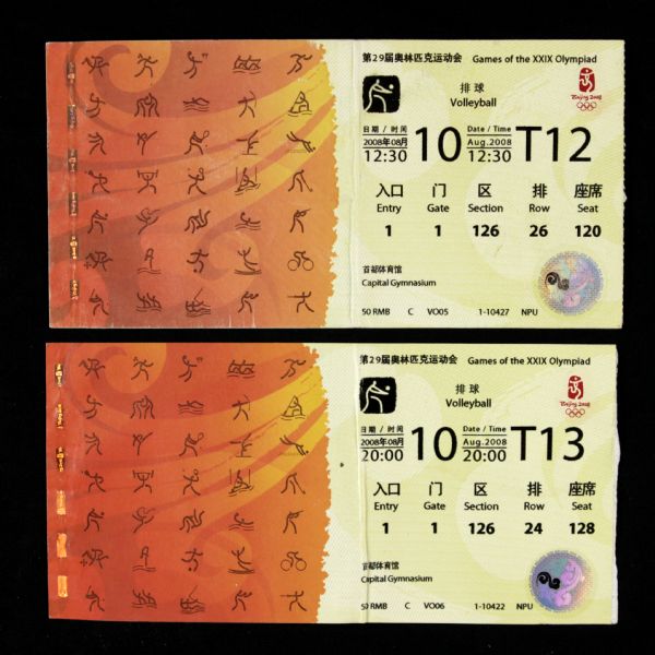 1996-2008 Atlanta & Beijing Olympic Event Tickets Volleyball Gymnastics Basketball - Lot of 10