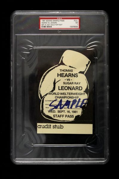 1981 Thomas Hearns vs. Sugar Ray Leonard Welterweight Championship Bout Slabbed Staff Pass (PSA)