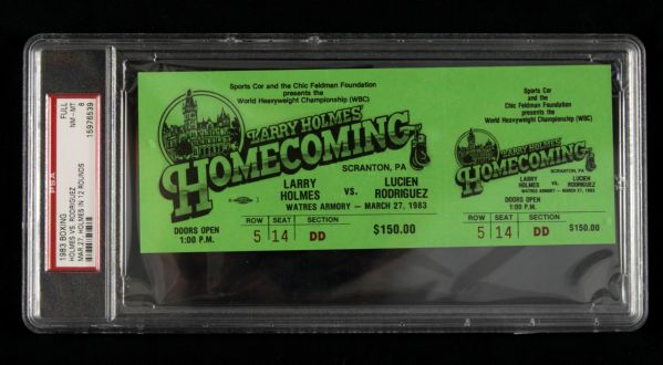 1983 Larry Holmes vs. Lucien Rodriguez Heavyweight Championship Bout Slabbed Ticket (PSA)