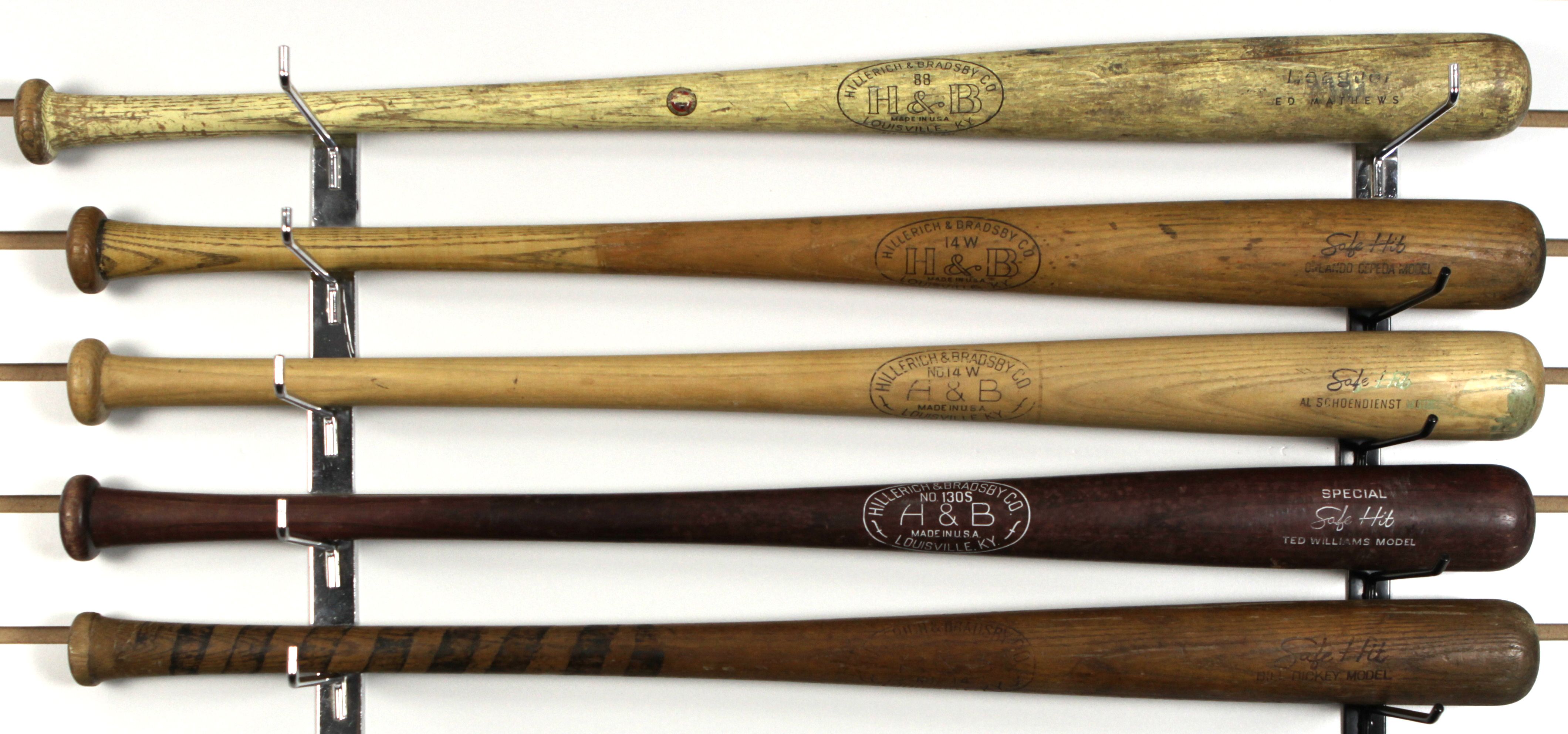 Lot Detail - 1930's-60's H&B Store Model Bat Collection w/ Mantle ...