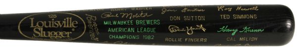 1982 Milwaukee Brewers American League Champions Louisville Slugger Commemorative Black Bat