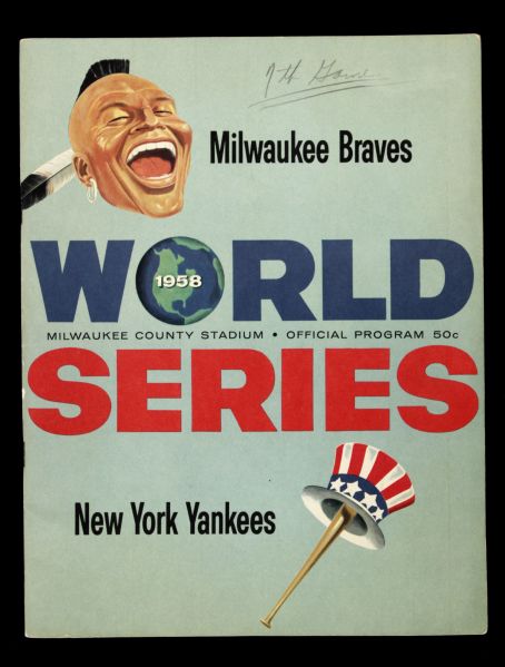 1958 Milwaukee Braves New York Yankees County Stadium World Series Game 7 Program Scored