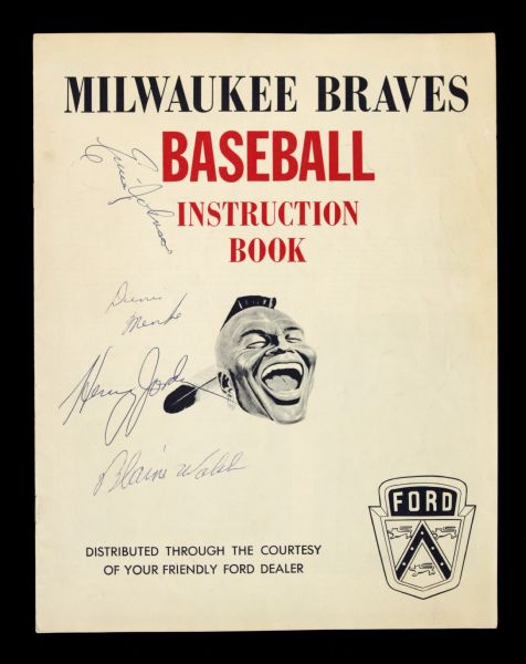 1960s Milwaukee Braves Baseball Instruction Book Signed by Ernie Johnson, Denis Menke, Blaine Walsh & Henry Jordan (JSA)