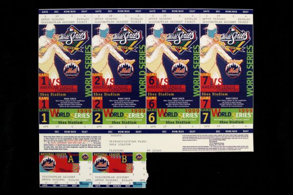 1999-2001 New York Mets World Series & NLCS Tickets and Unused Sheets - Lot of 9