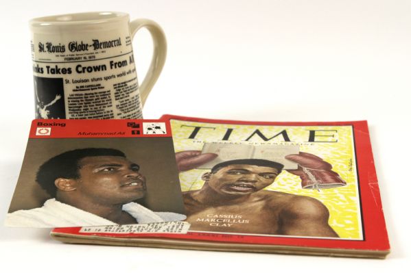 1963-78 Muhammad Ali Memorabilia Collection with Mug, Time Magazine & Photocard