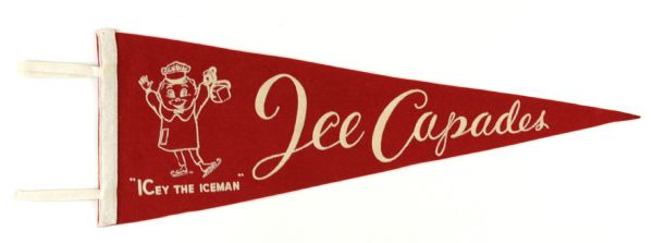 1950s Icey the Iceman Ice Capades 23" Pennant