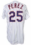 1997 Yorkis Perez New York Mets Signed Game Worn Home Jersey (MEARS LOA)