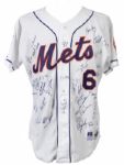 1997 Carlos Baerga New York Mets Team Signed Game Worn Home Jersey w/ 35+ Signatures  