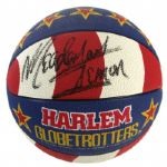 1990s Meadowlark Lemon Harlem Globetrotters Signed Red White and Blue Basketball (JSA)
