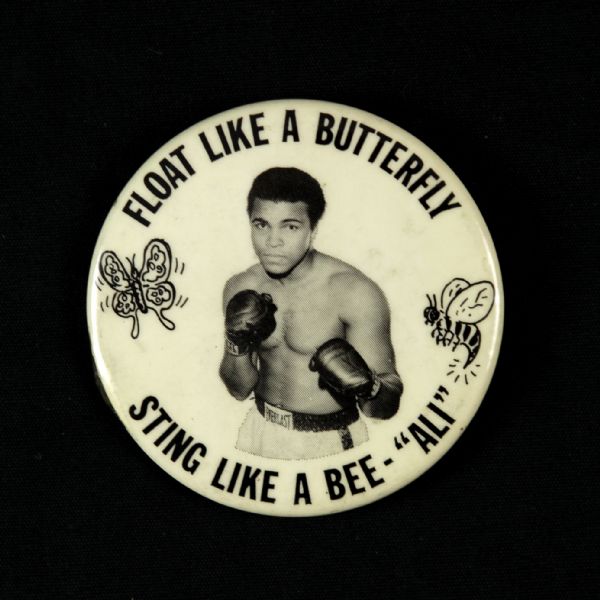 1970s Muhammad Ali Float Like a Butterfly Sting Like a Bee 2 1/2" Pinback Button
