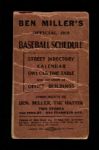 1919 Ben Millers Pocket Baseball Schedule