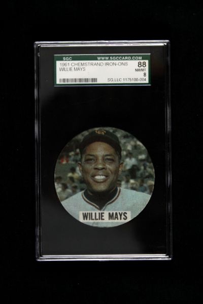 1961 Willie Mays San Francisco Giants Slabbed Chemstrand Iron On (SGC NM/MT 88)