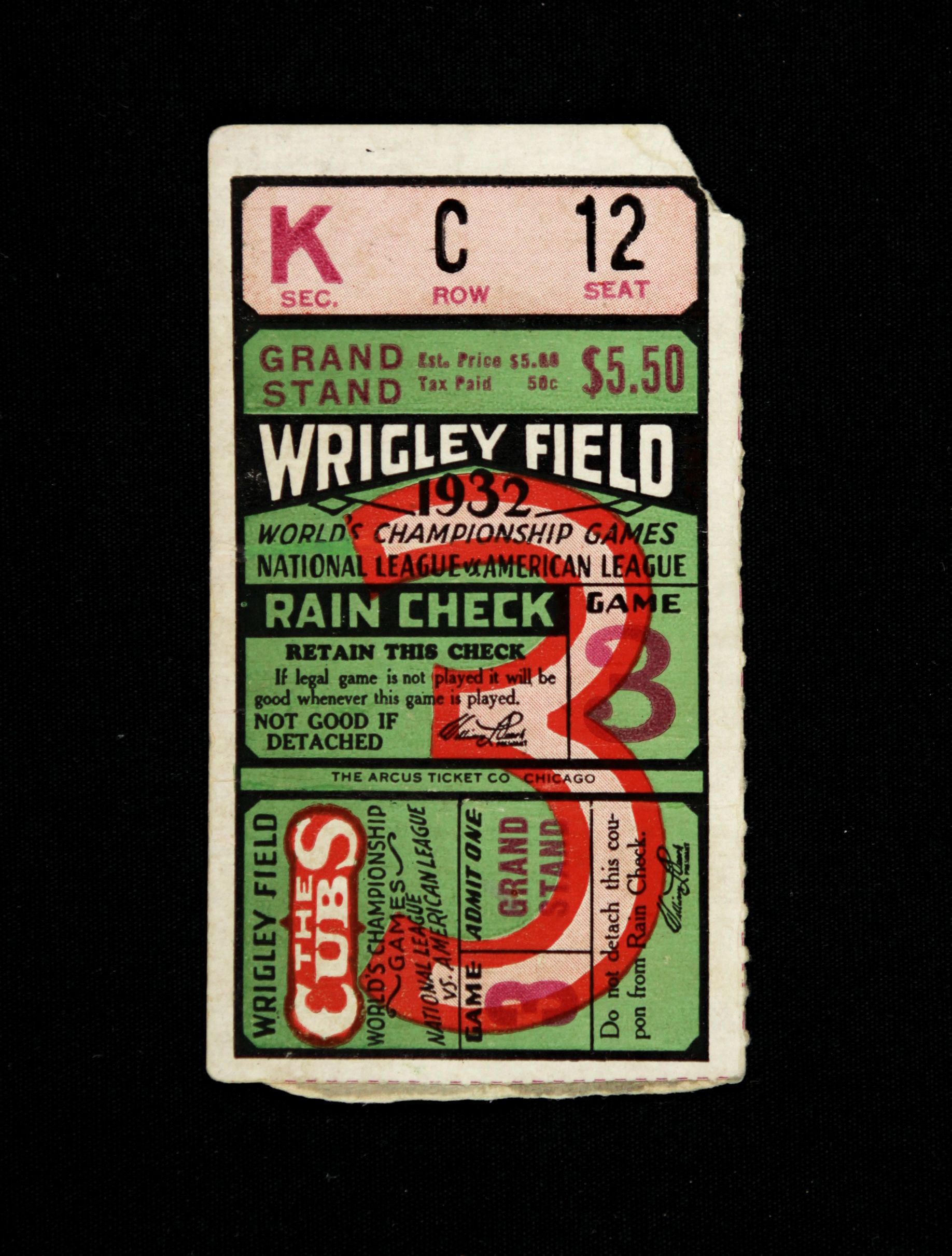Lot Detail 1932 Chicago Cubs New York Yankees Wrigley Field World