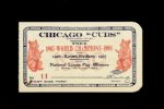 1909 Chicago Cubs West Side Park Stadium Season Ticket Pass with ornate obverse featuring 1908 team photo 