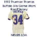 1992 Thurman Thomas Buffalo Bills Signed Game Worn Road Jersey (MEARS LOA/JSA) 