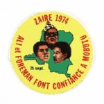 1974 Muhammad Ali George Foreman 3.75" Circular Sticker
