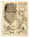 1960 Charlie Grimm Chicago Cubs Original 12" x 16"  Published Art - The Original Mr. Cub